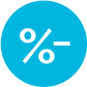Símbolo de porcentagem com sinal de subtração
